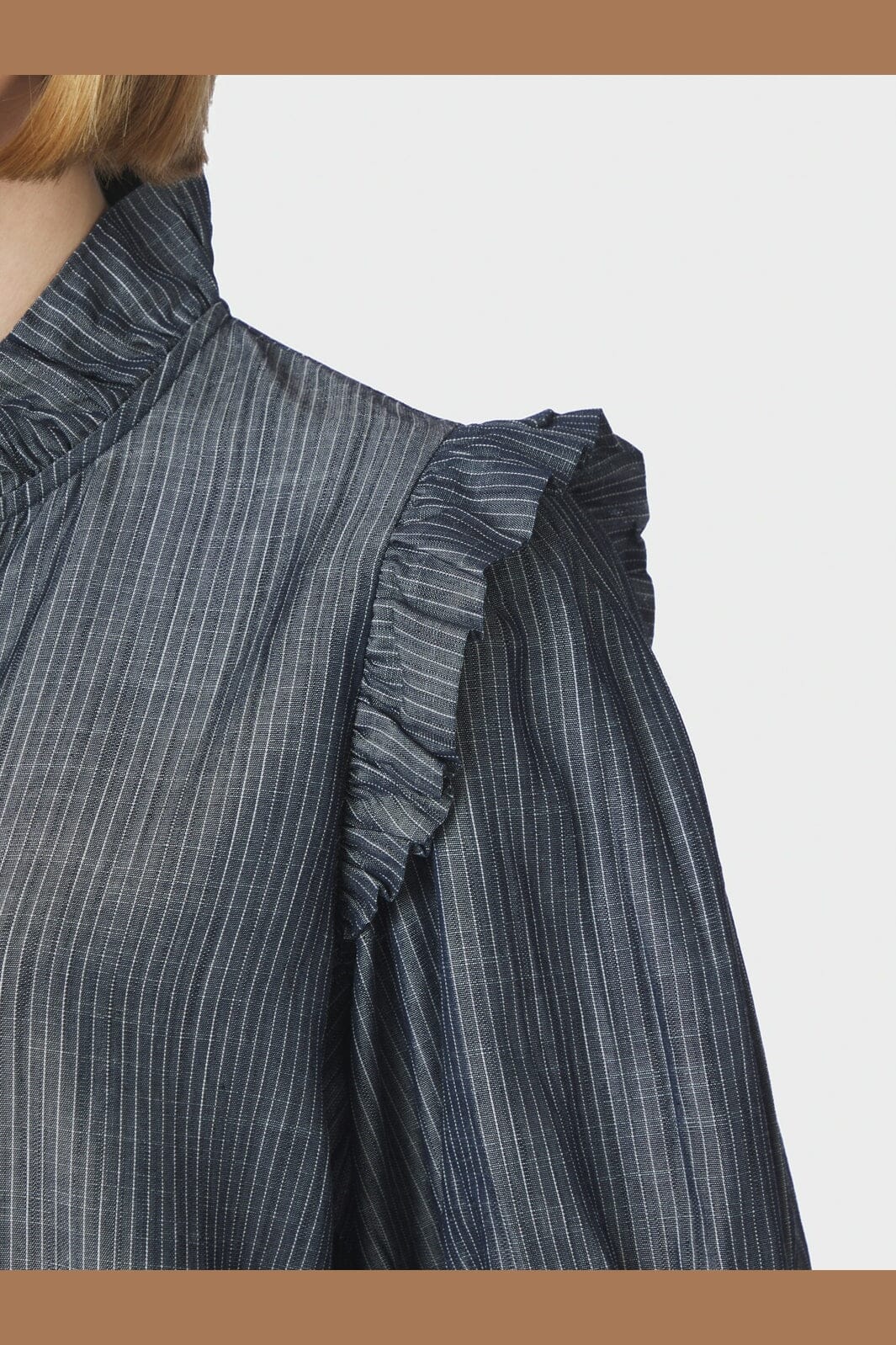 Neo Noir - Chacha Chambray Stripe Blouse 169737 - 534 - Dark Blue