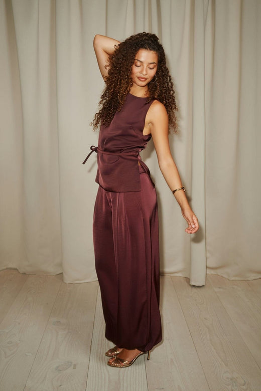 Neo Noir - Chantel Heavy Sateen Balloon Pants 171104 - 174 - Burgundy Bukser 