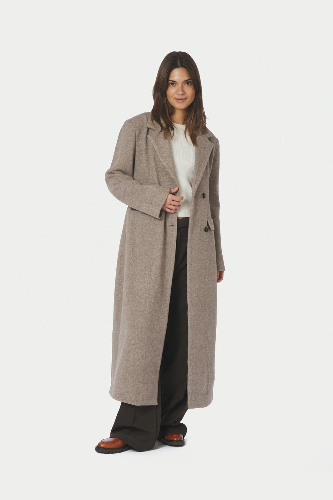 Neo Noir - Corina Herringbone Twill Coat 168545 - 976 - Beige Melange