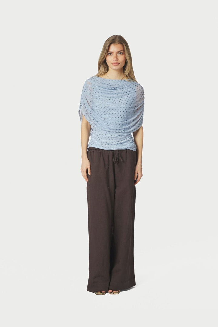 Neo Noir - Cottuna Dot Drapy Mesh Top 168988 - 145 - Light Blue