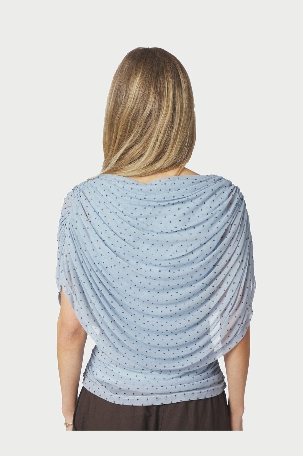 Neo Noir - Cottuna Dot Drapy Mesh Top 168988 - 145 - Light Blue