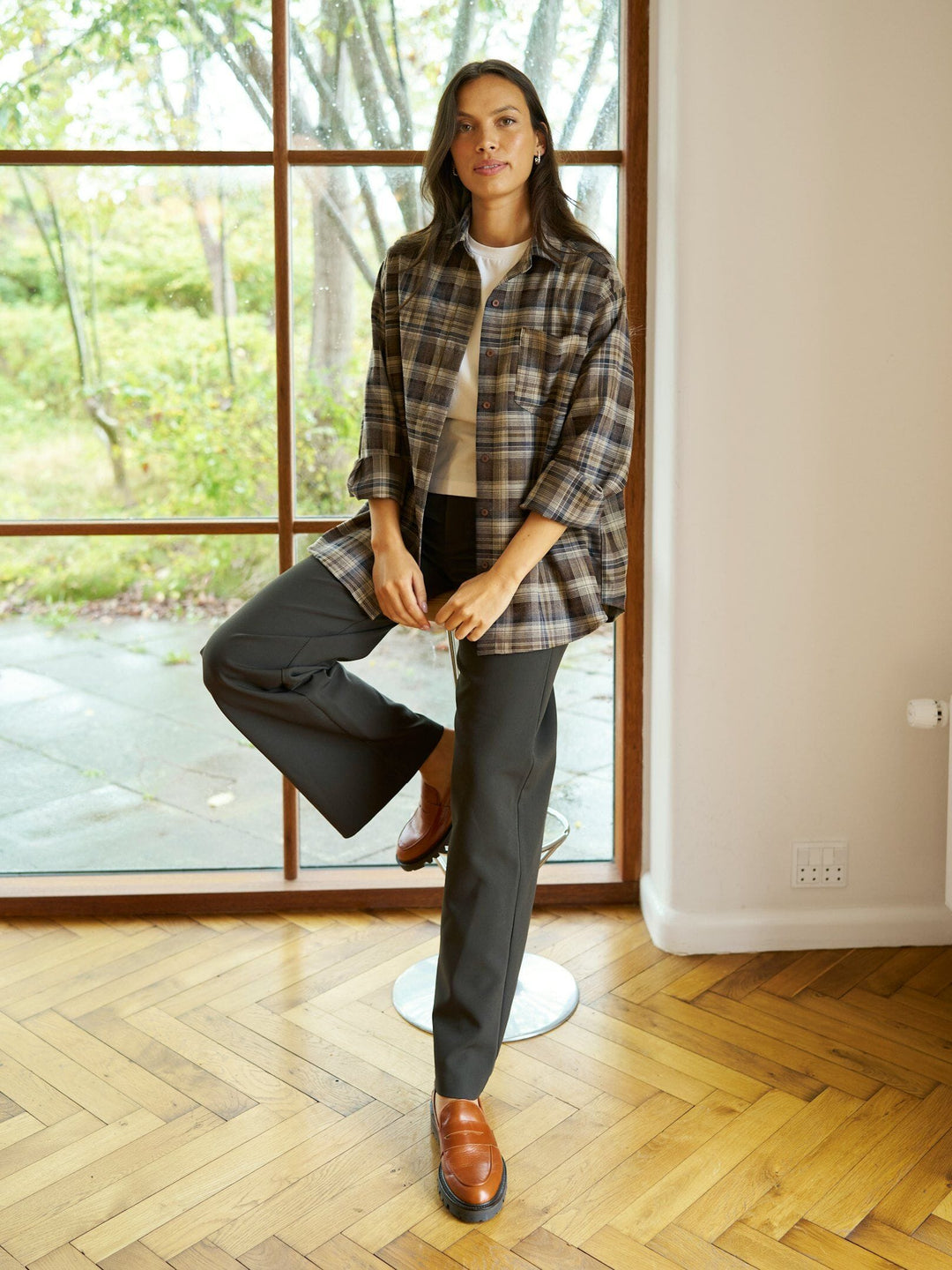 Neo Noir - Dalma Flannel Check Shirt 171678 - 189 - Warm Grey Skjorter 