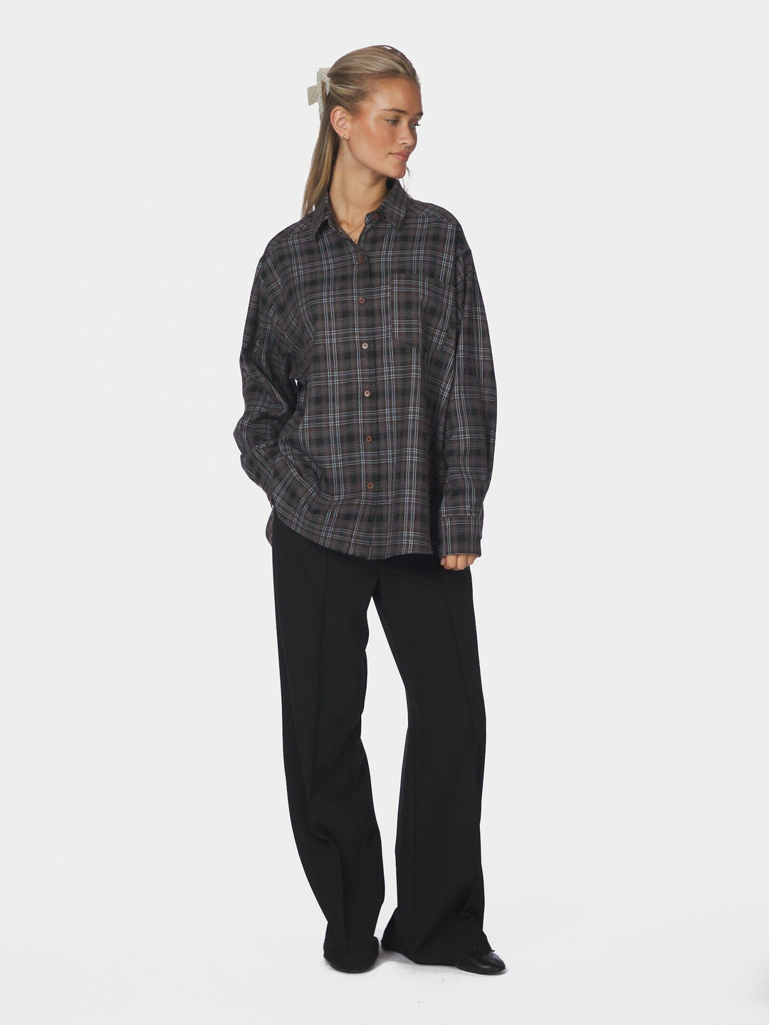 Neo Noir - Dalma Flannel Check Shirt 171678 - 189 - Warm Grey Skjorter 
