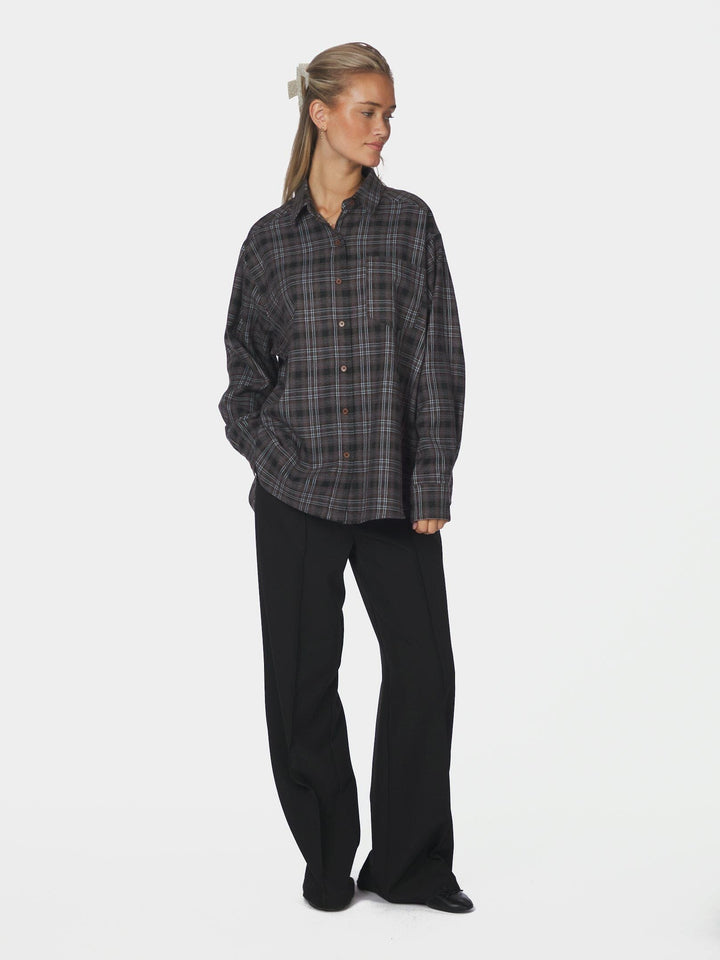 Neo Noir - Dalma Flannel Check Shirt 171678 - 189 - Warm Grey Skjorter 
