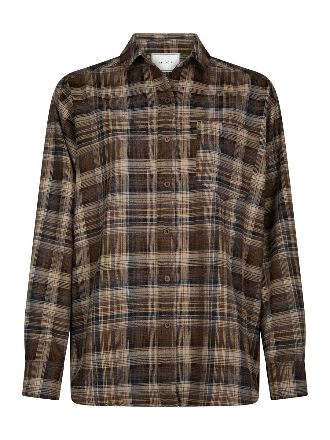 Neo Noir - Dalma Flannel Check Shirt 171678 - 811 - Dark Taupe Skjorter 