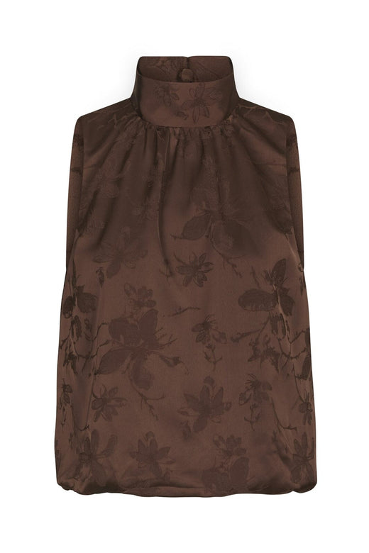Neo Noir - Darcy Floral Satin Top 170804 - 676 - Dark Brown