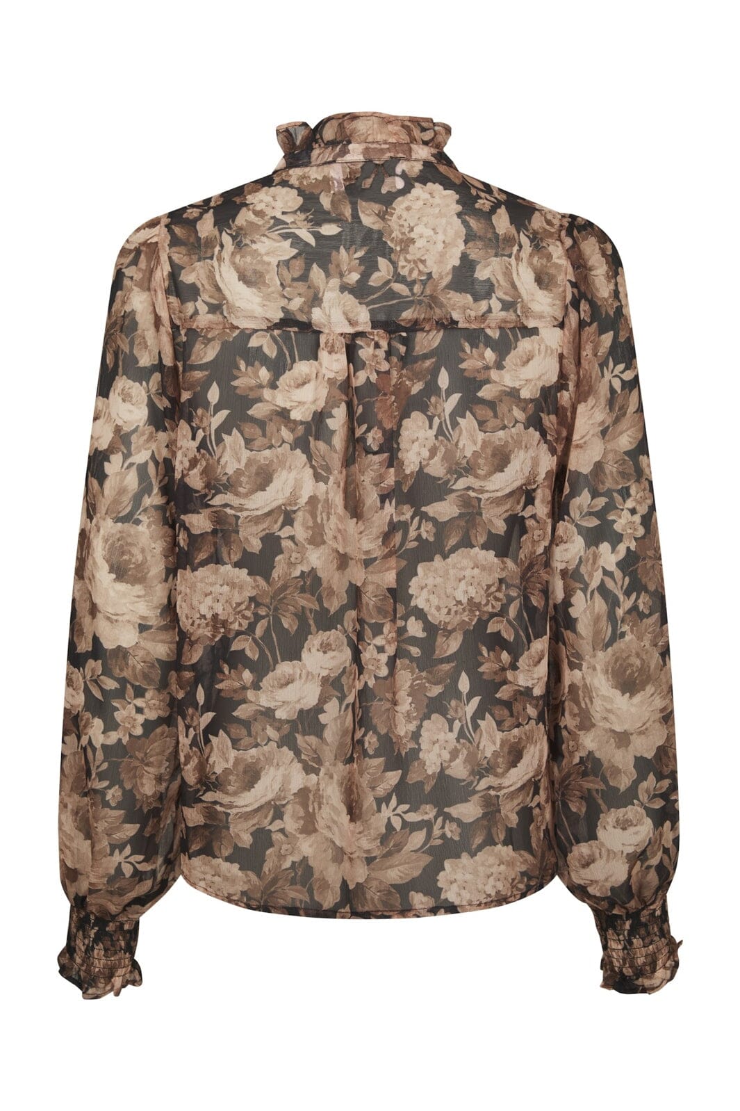 Neo Noir - Delsie Vintage Flower Shirt 170947 - 372 - Black Sand