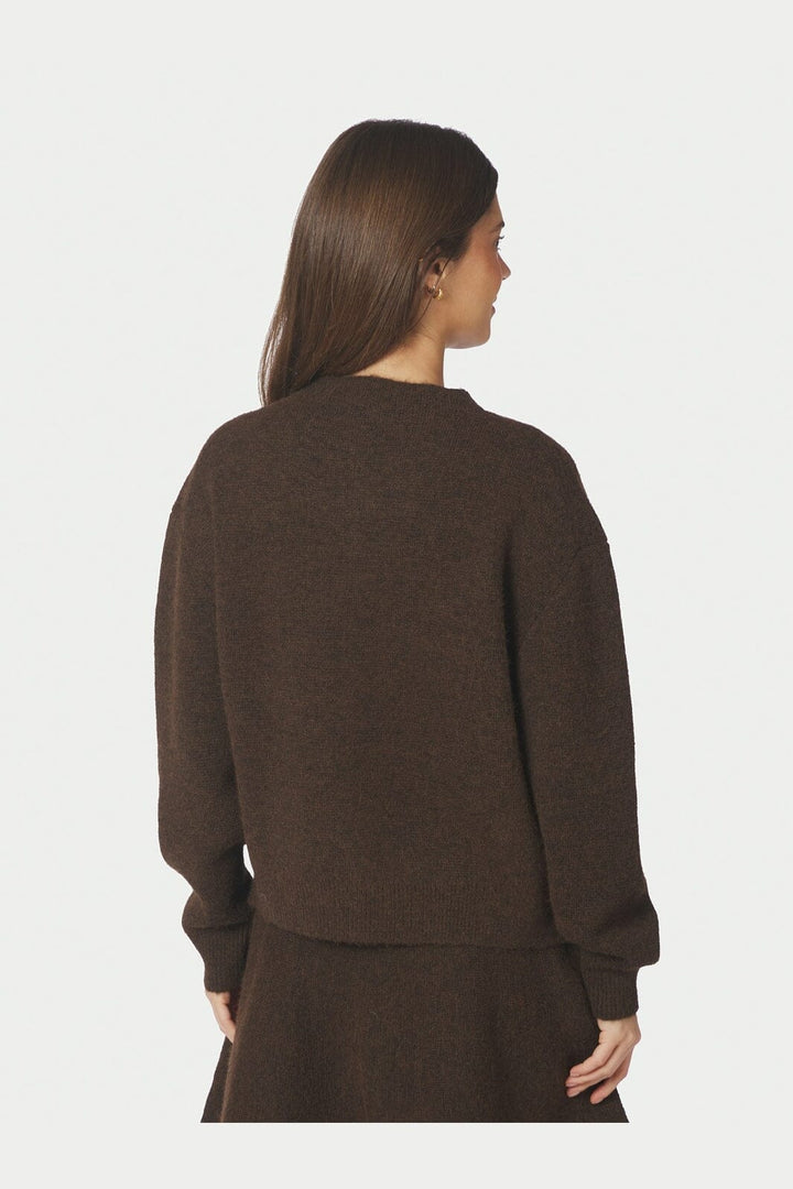 Neo Noir - Dione Fluffy Knit Cardigan 168537 - 205 - Brown Melange