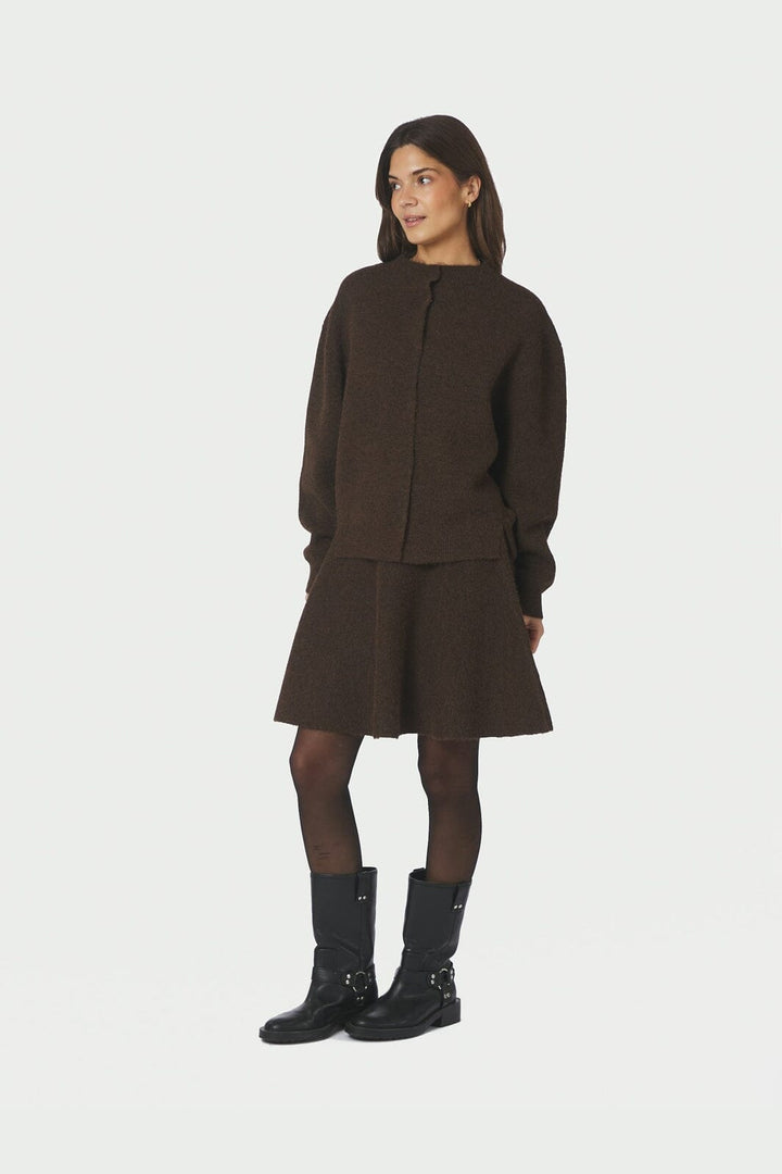 Neo Noir - Dione Fluffy Knit Cardigan 168537 - 205 - Brown Melange