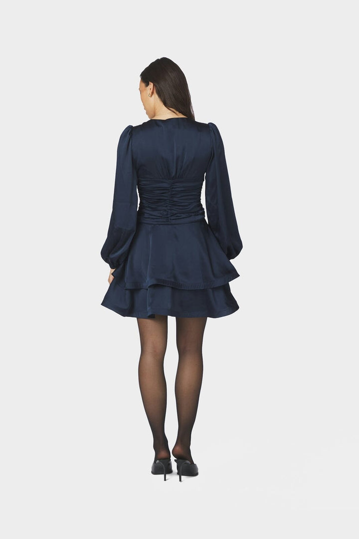 Neo Noir - Dionea Drapy Satin Dress 170722 - 141 - Navy