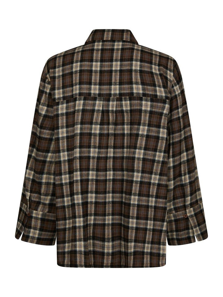 Neo Noir - Dita Flannel Check Shirt 171676 - 811 - Dark Taupe Skjorter 