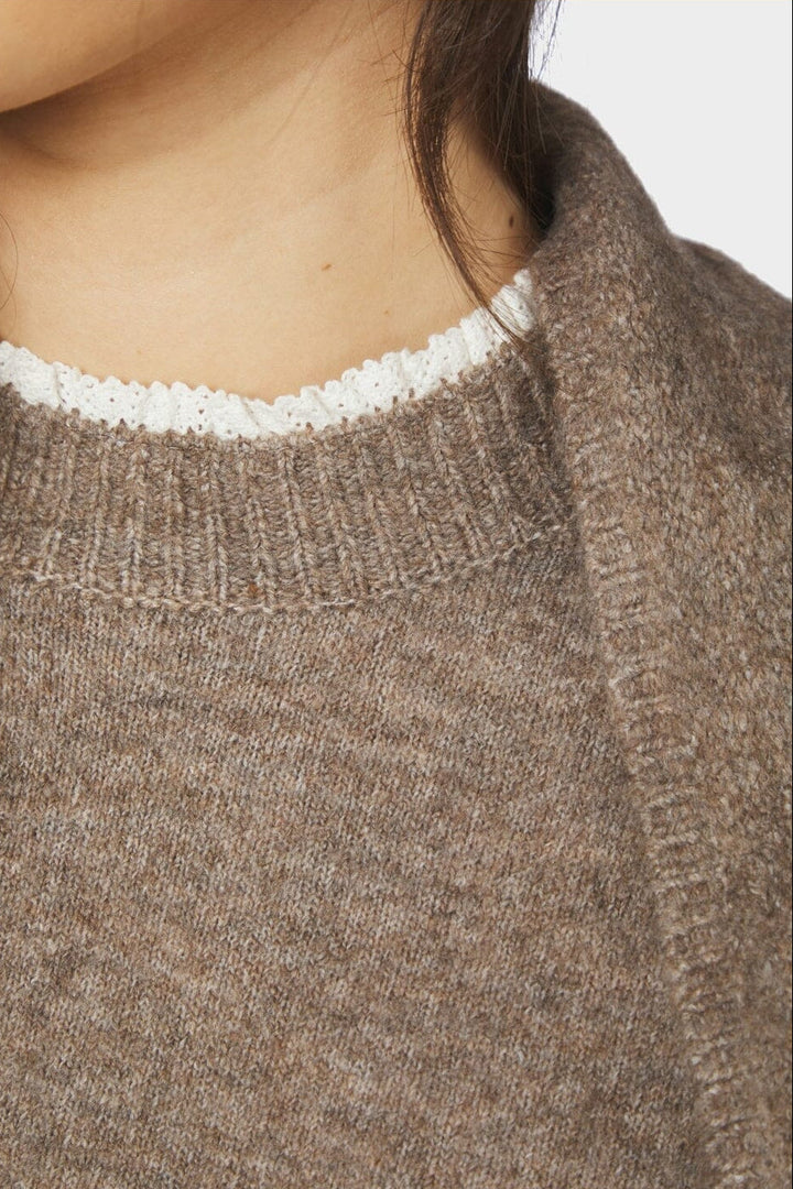 Neo Noir - Eliska Scarf Knit Blouse 170082 - 205 - Brown Melange