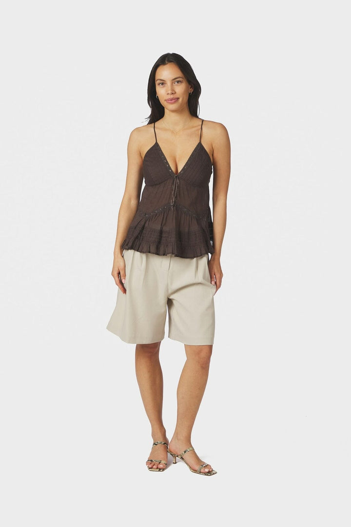 Neo Noir - Elvena S Voile Top 169066 - 676 - Dark Brown