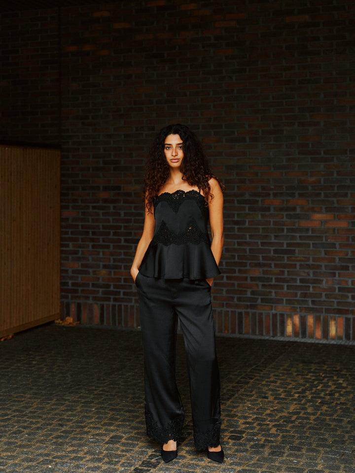 Neo Noir - Emery Heavy Sateen Lace Pants 170662 - 100 - Black Bukser 