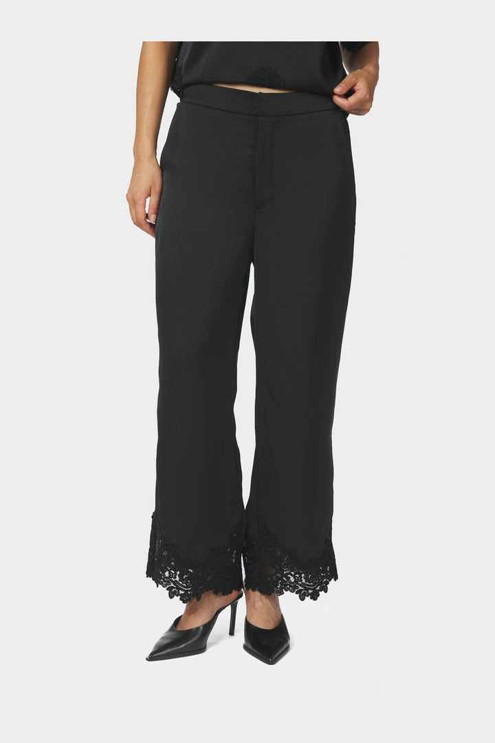 Neo Noir - Emery Heavy Sateen Lace Pants 170662 - 100 - Black
