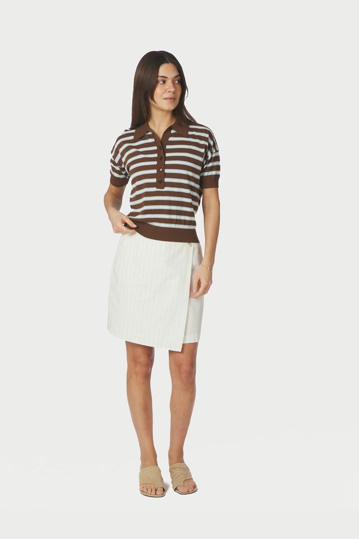 Neo Noir - Emira Knit Polo Top 168576 - 676 - Dark Brown