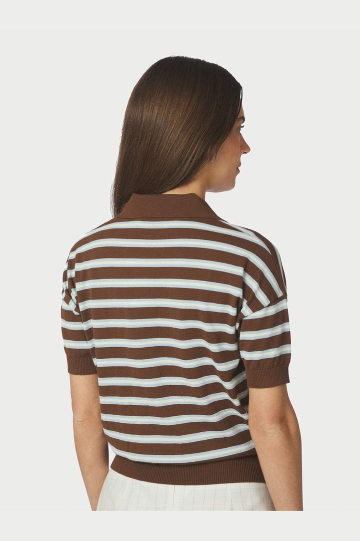Neo Noir - Emira Knit Polo Top 168576 - 676 - Dark Brown