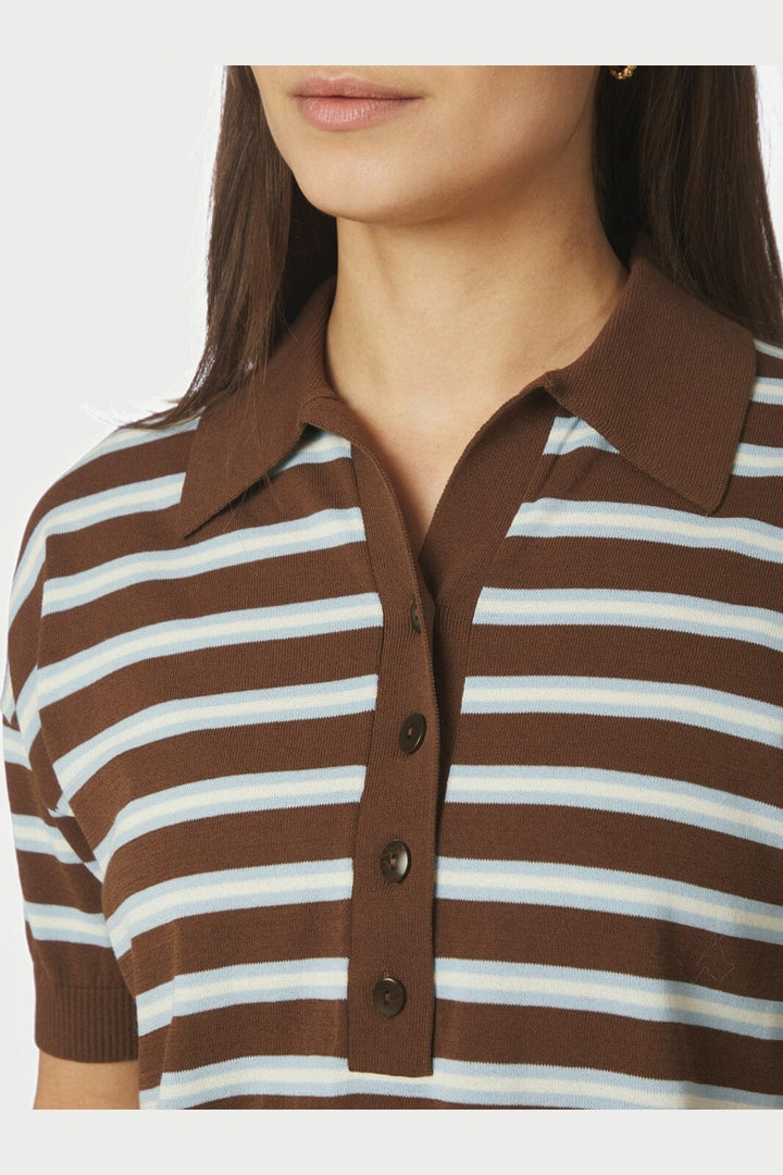 Neo Noir - Emira Knit Polo Top 168576 - 676 - Dark Brown
