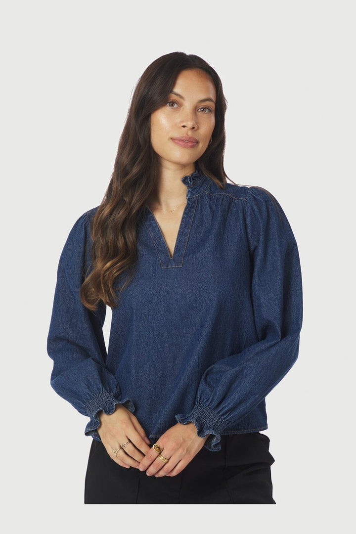 Neo Noir - Emmeline Denim Blouse 164434 - 534 - Dark Blue