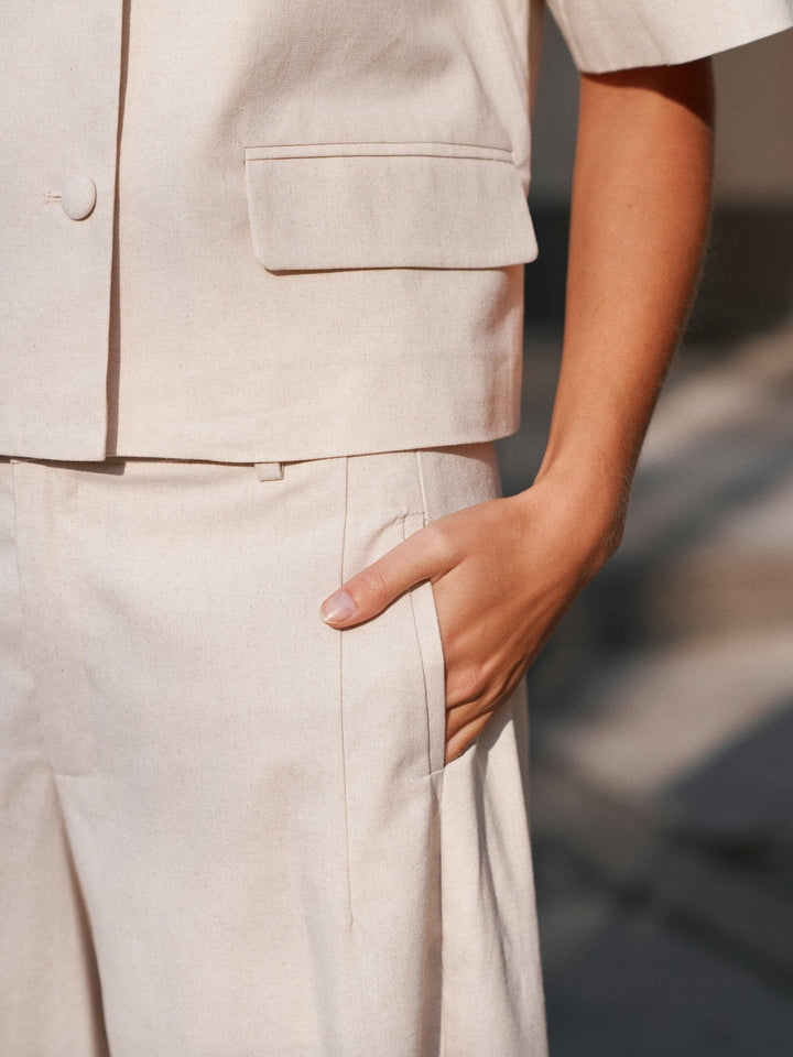 Neo Noir - Essiall Linen Pants 169044 - 122 - Creme Bukser 