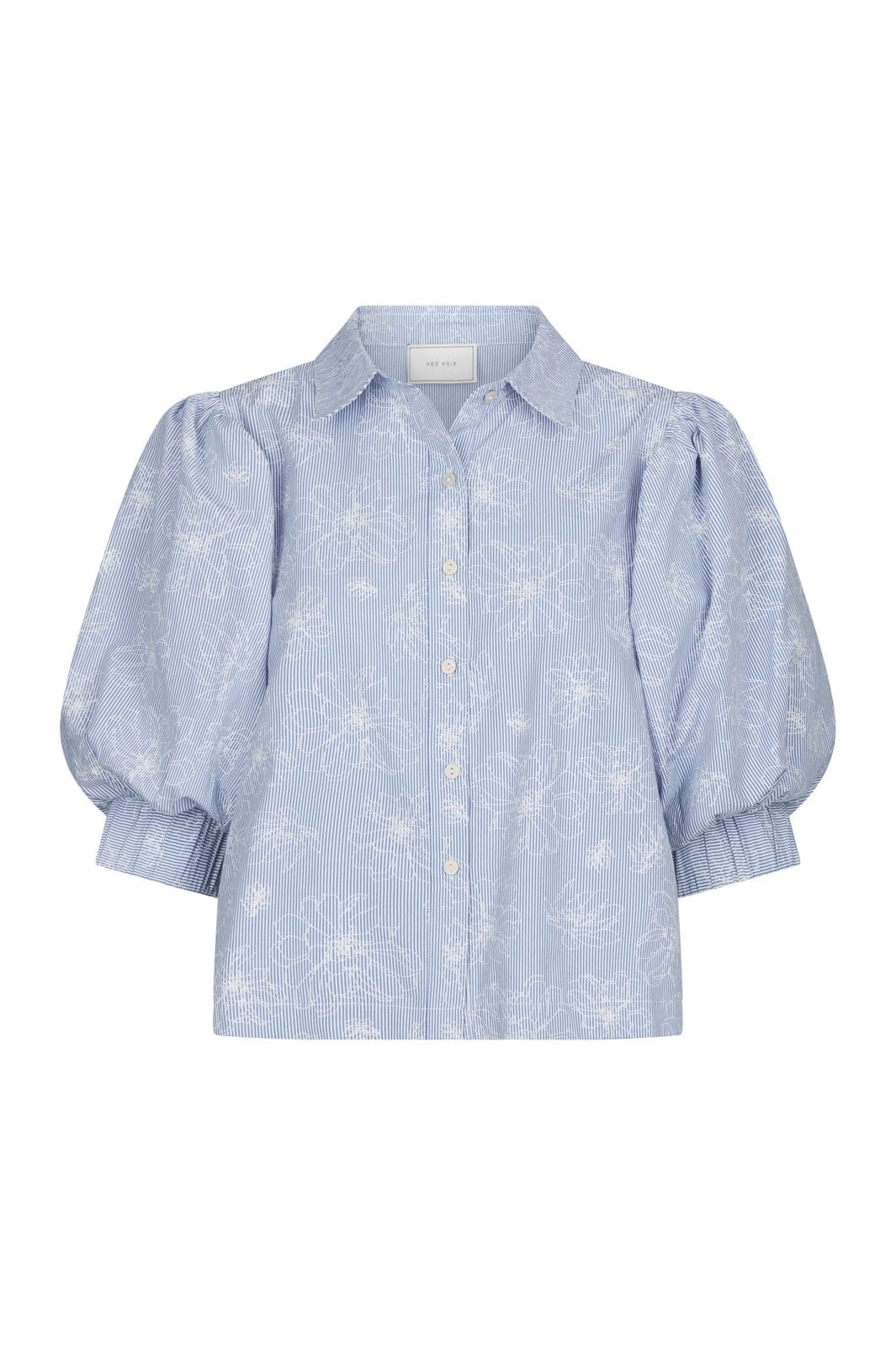 Neo Noir - Etta Flower Stripe Shirt 169706 - 145 - Light Blue