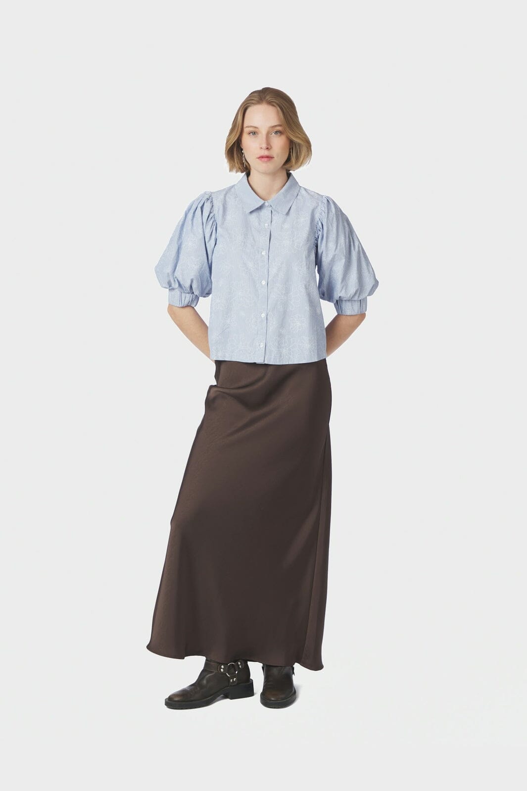 Neo Noir - Etta Flower Stripe Shirt 169706 - 145 - Light Blue