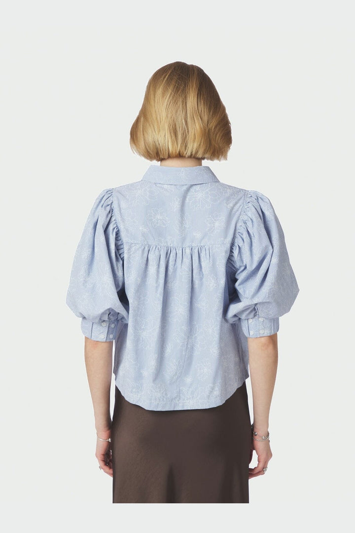 Neo Noir - Etta Flower Stripe Shirt 169706 - 145 - Light Blue