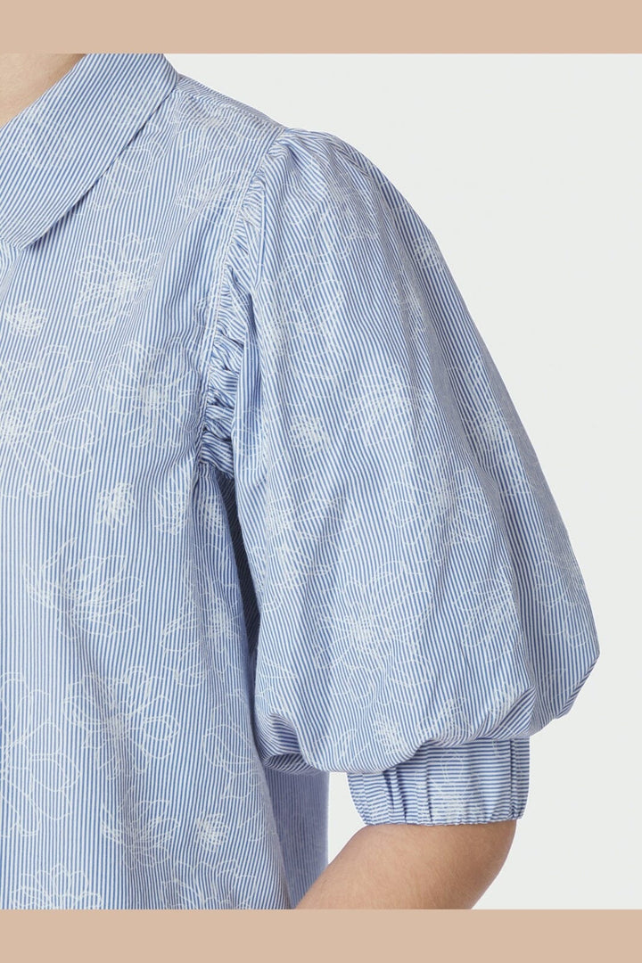 Neo Noir - Etta Flower Stripe Shirt 169706 - 145 - Light Blue