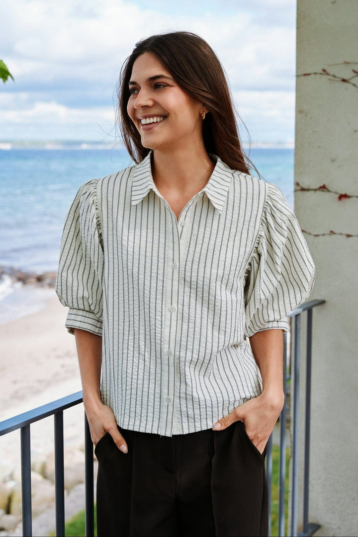 Neo Noir - Etta Slim Stripe Shirt 168663 - 121 - Off White Skjorter 