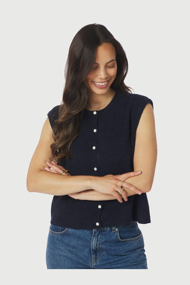 Neo Noir - Everest Knit Vest 164870 - 141 - Navy