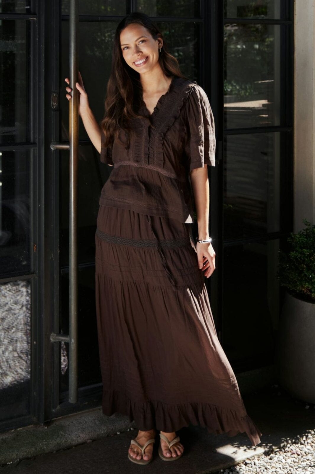 Neo Noir - Evienne S Voile Top 161856 - 676 - Dark Brown Toppe 