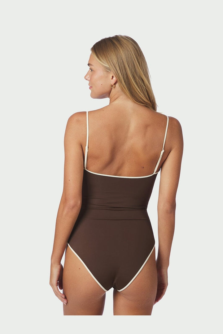 Neo Noir - Felice Solid Contrast Swimsuit 167795 - 434 - Dark Brown/Creme