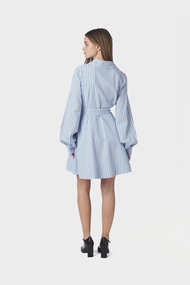 Neo Noir - Felice Striped Crepe Dress 169199 - 140 - Blue
