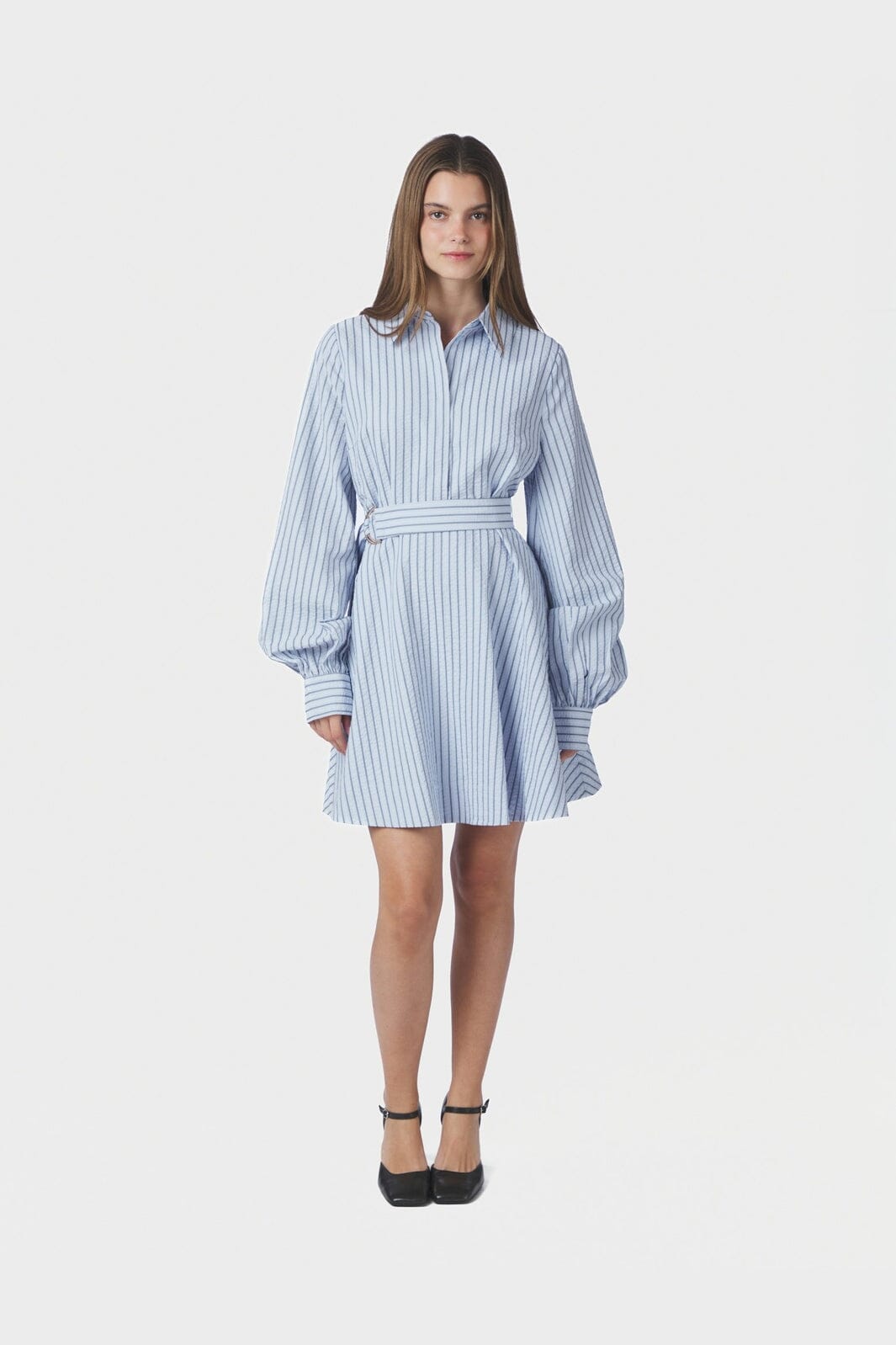 Neo Noir - Felice Striped Crepe Dress 169199 - 140 - Blue
