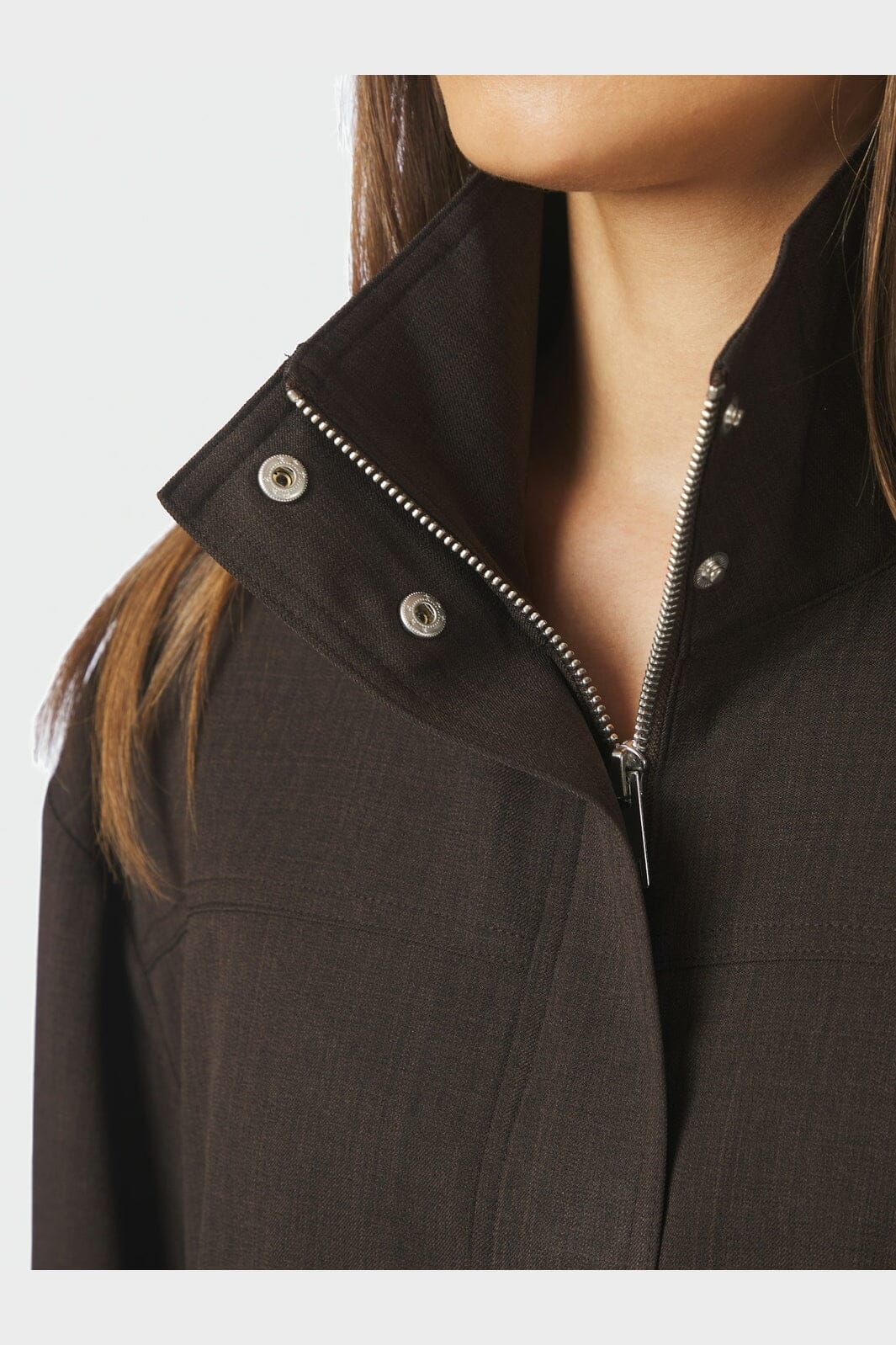 Neo Noir - Felicity Zip Blouse 170348 - 676 - Dark Brown