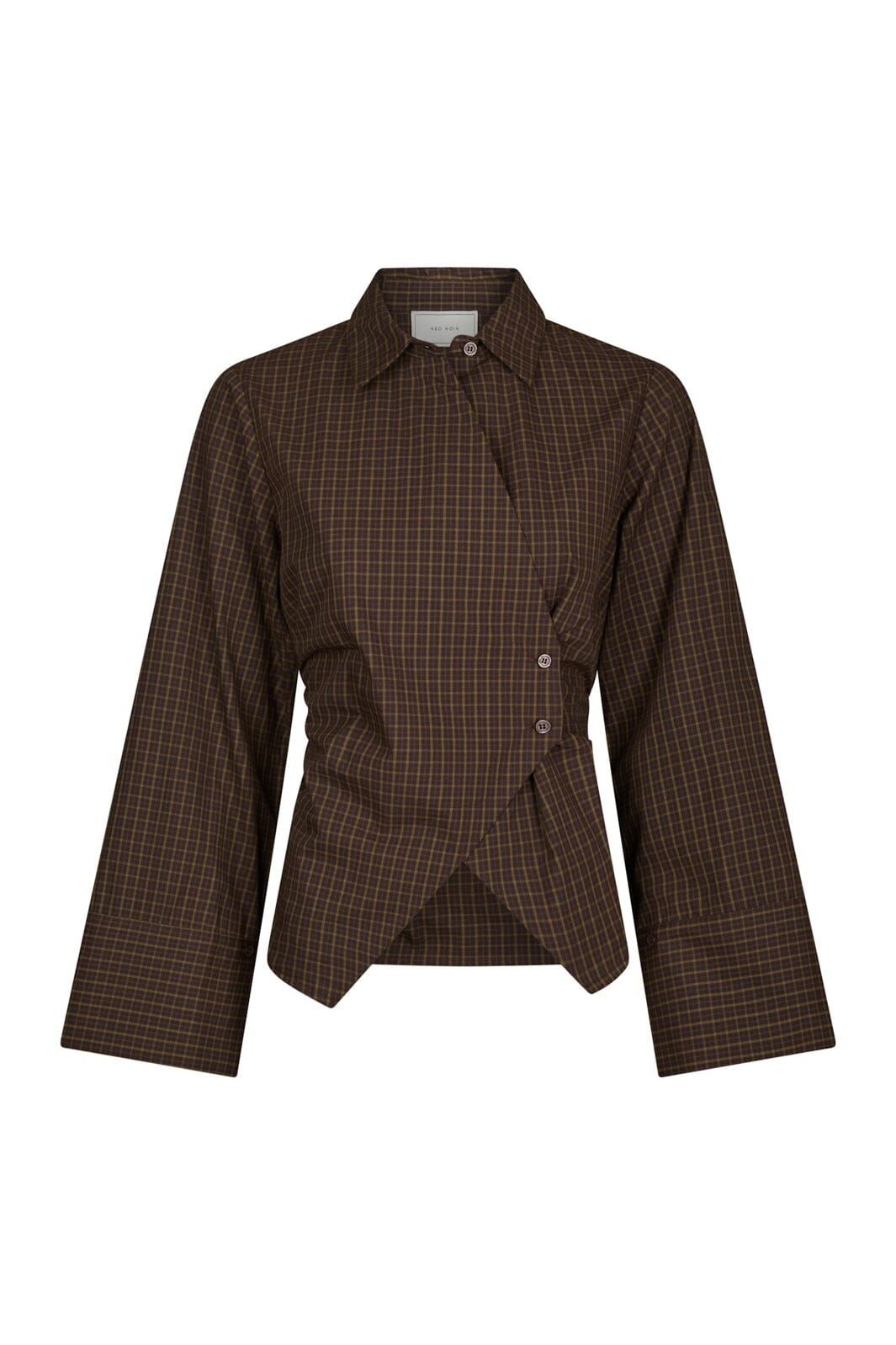 Neo Noir - Fenli Small Check Shirt 170086 - 673 - Aubergine