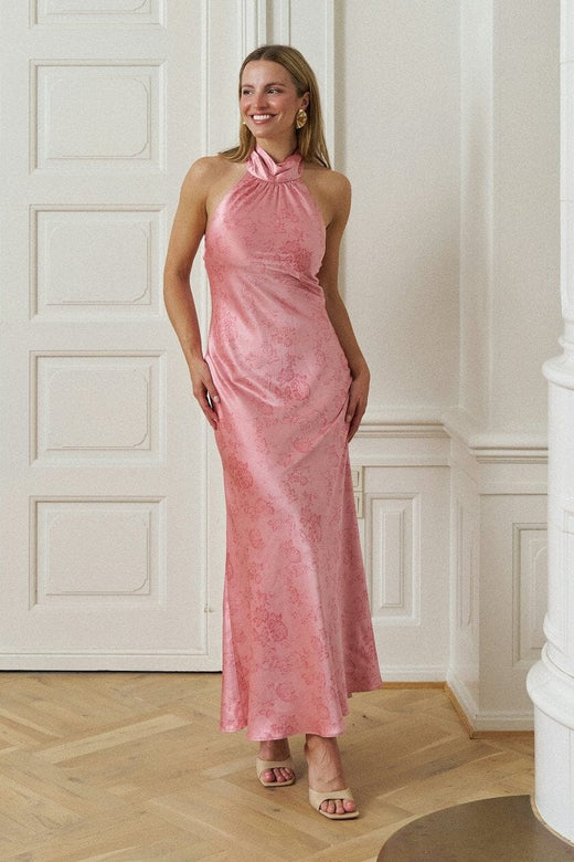 Neo Noir - Fiona Pattern Satin Dress 168367 - 754 - Light Pink Kjoler 
