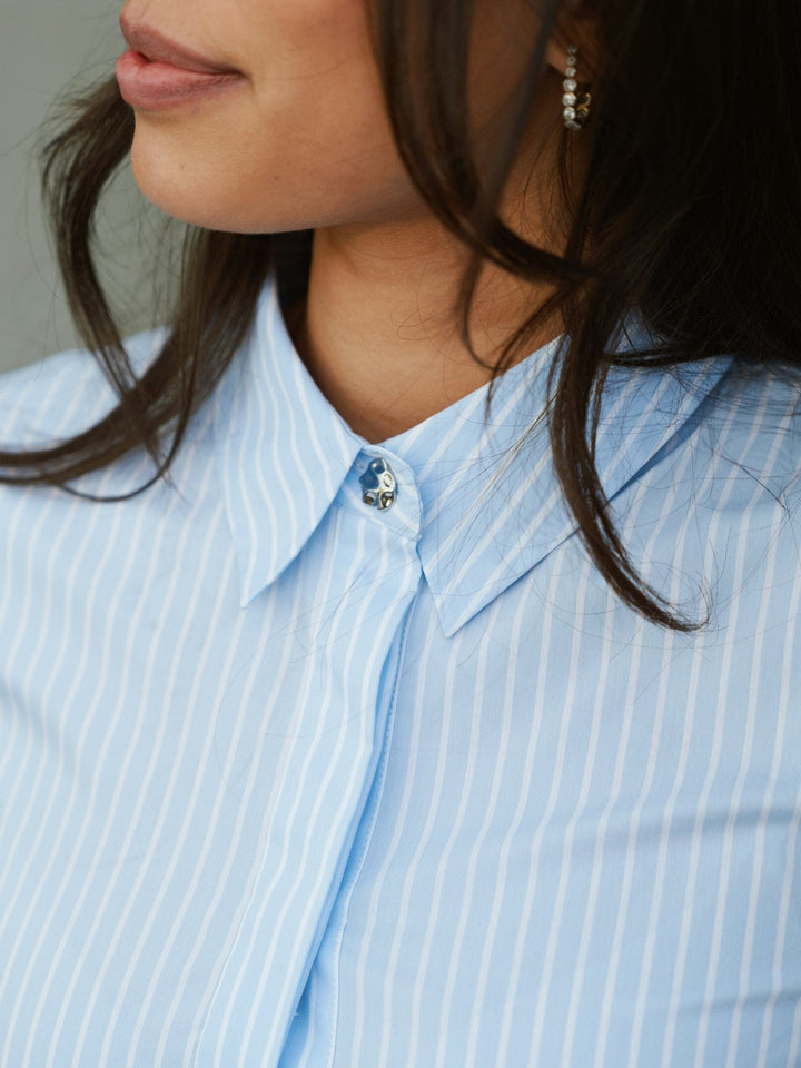 Neo Noir - Frannie Soft Stripe Shirt 169738 - 145 - Light Blue Skjorter 
