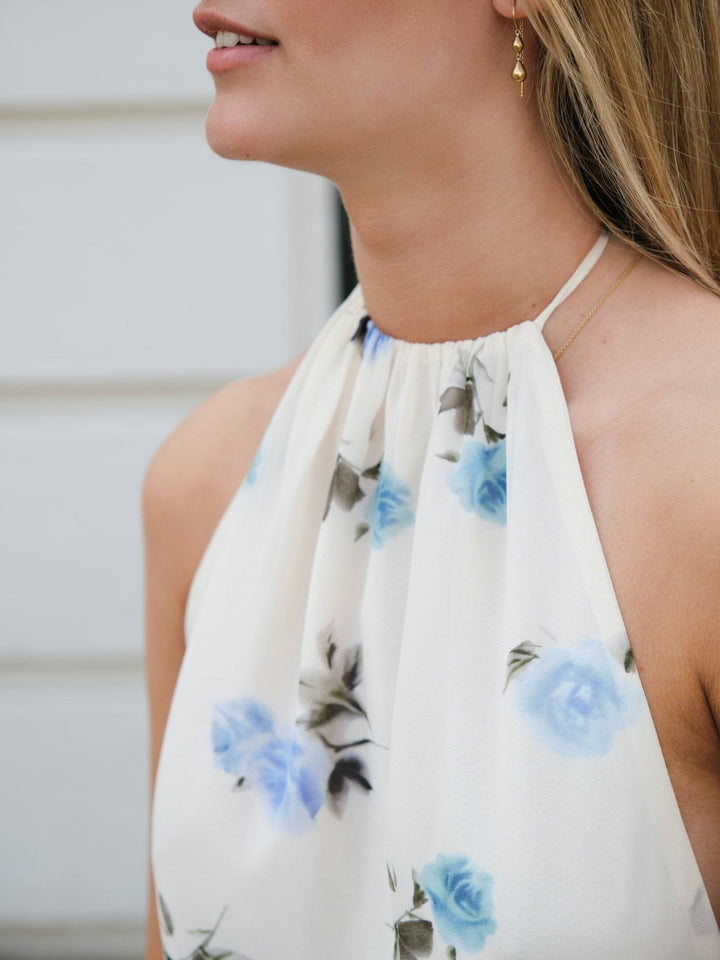 Neo Noir - Gabina Faded Flower Dress 168813 - 292 - Light Blue Floral Kjoler 