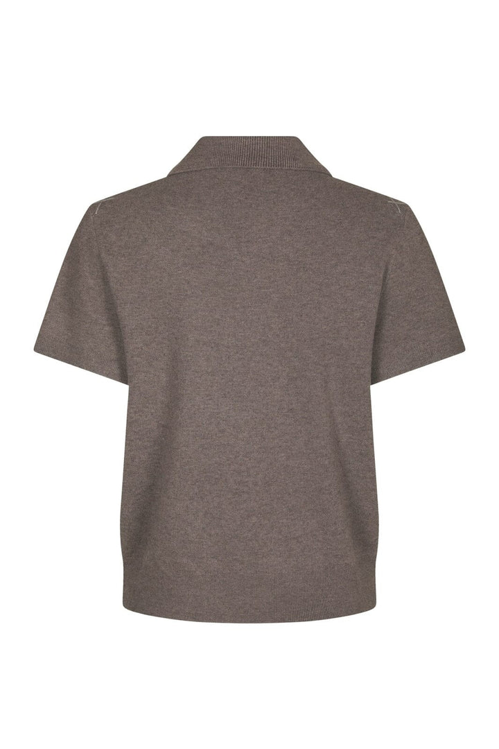 Neo Noir - Gia Check Knit Blouse 169335 - 811 - Dark Taupe