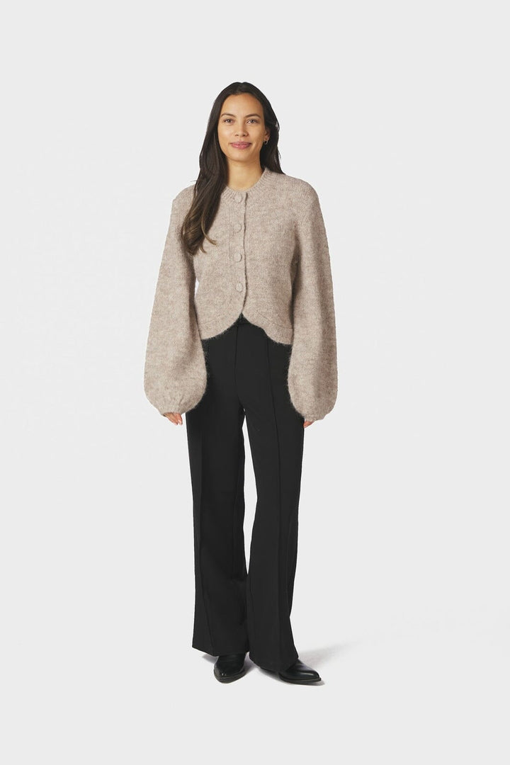 Neo Noir - Gio Fluffy Knit Cardigan 168524 - 976 - Beige Melange
