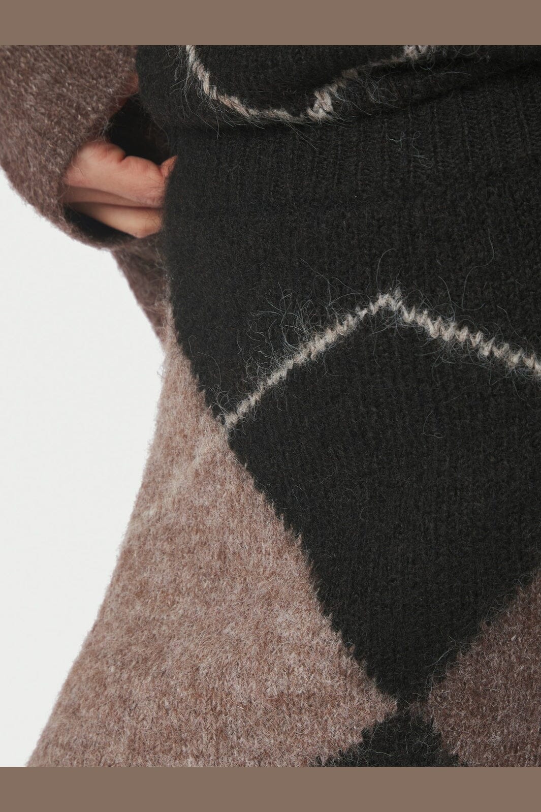 Neo Noir - Gisa Check Fluff Knit Skirt 168283 - 676 - Dark Brown