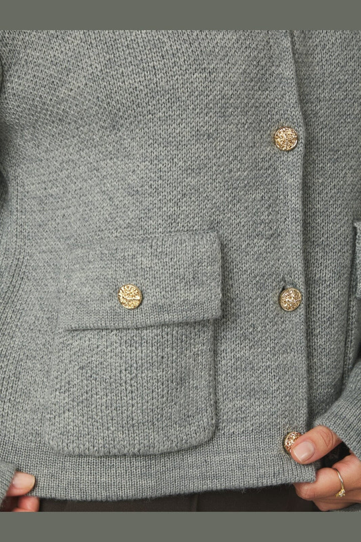 Neo Noir - Glenna Knit Cardigan 169690 - 133 - Grey Melange