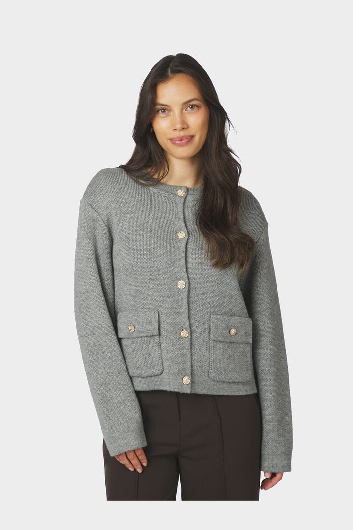Neo Noir - Glenna Knit Cardigan 169690 - 133 - Grey Melange