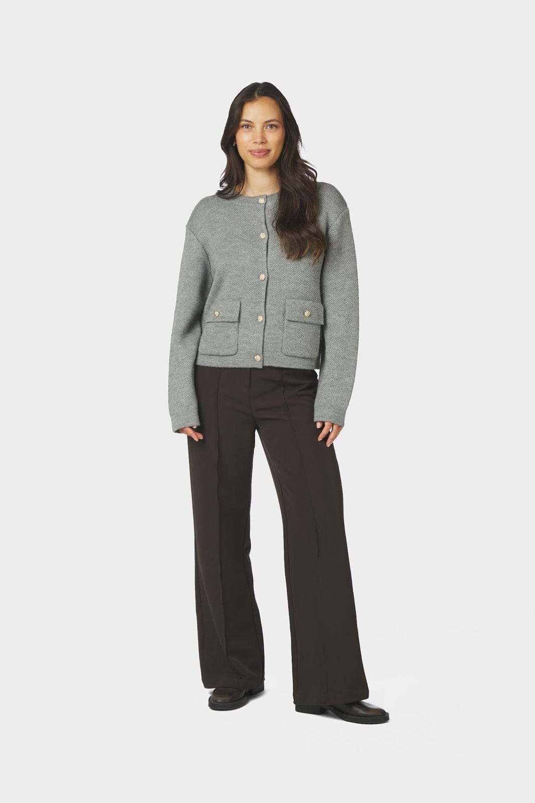 Neo Noir - Glenna Knit Cardigan 169690 - 133 - Grey Melange