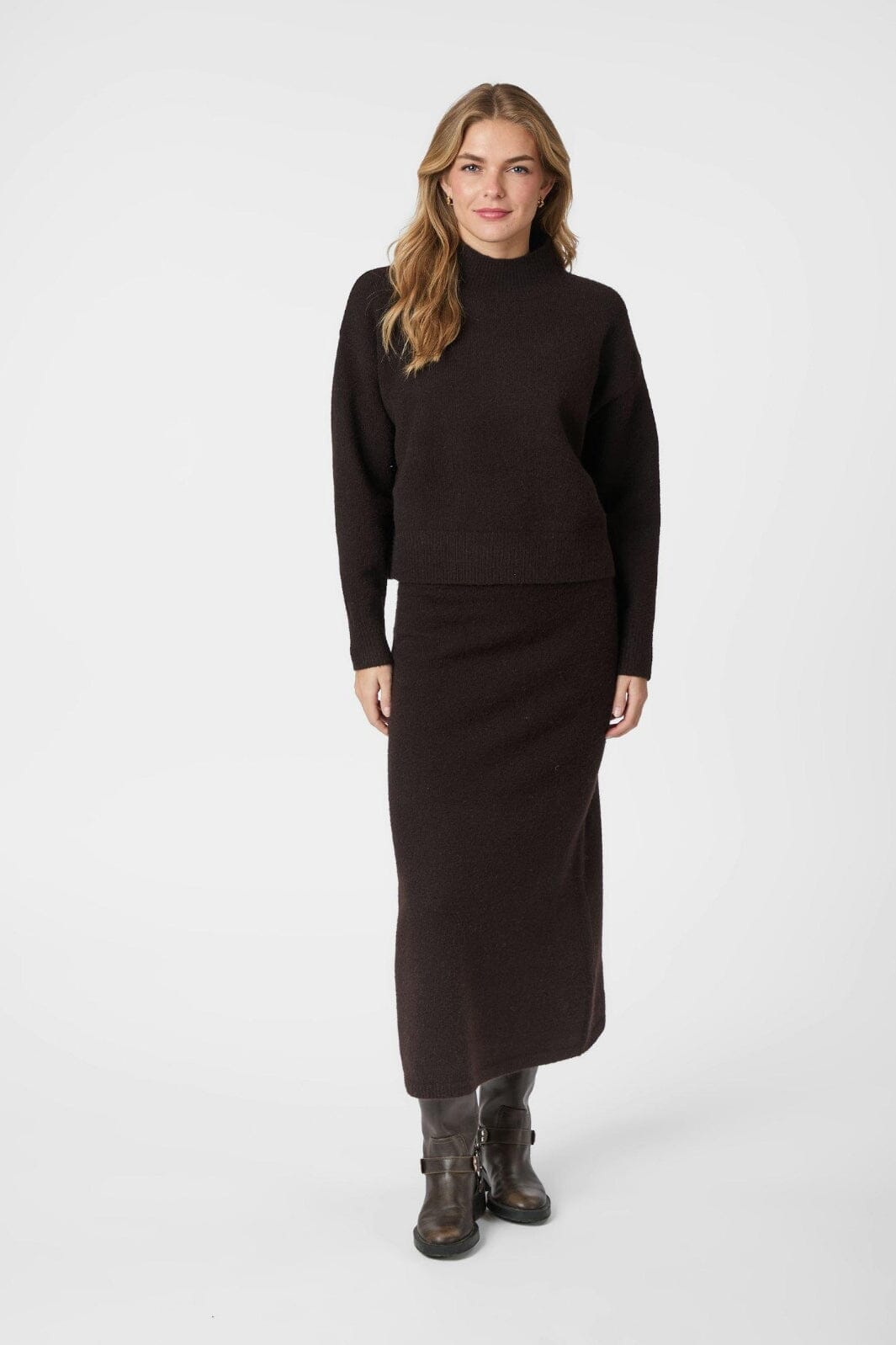 Neo Noir - Hynne Knit Skirt 165392 - 676 - Dark Brown