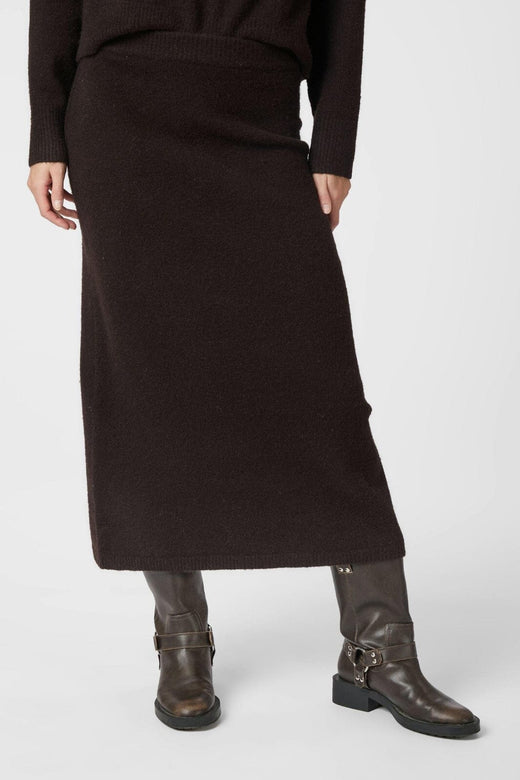 Neo Noir - Hynne Knit Skirt 165392 - 676 - Dark Brown