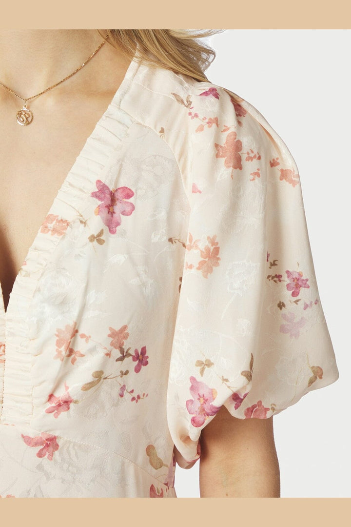 Neo Noir - Illana Sateen Print Dress 168215 - 122 - Creme