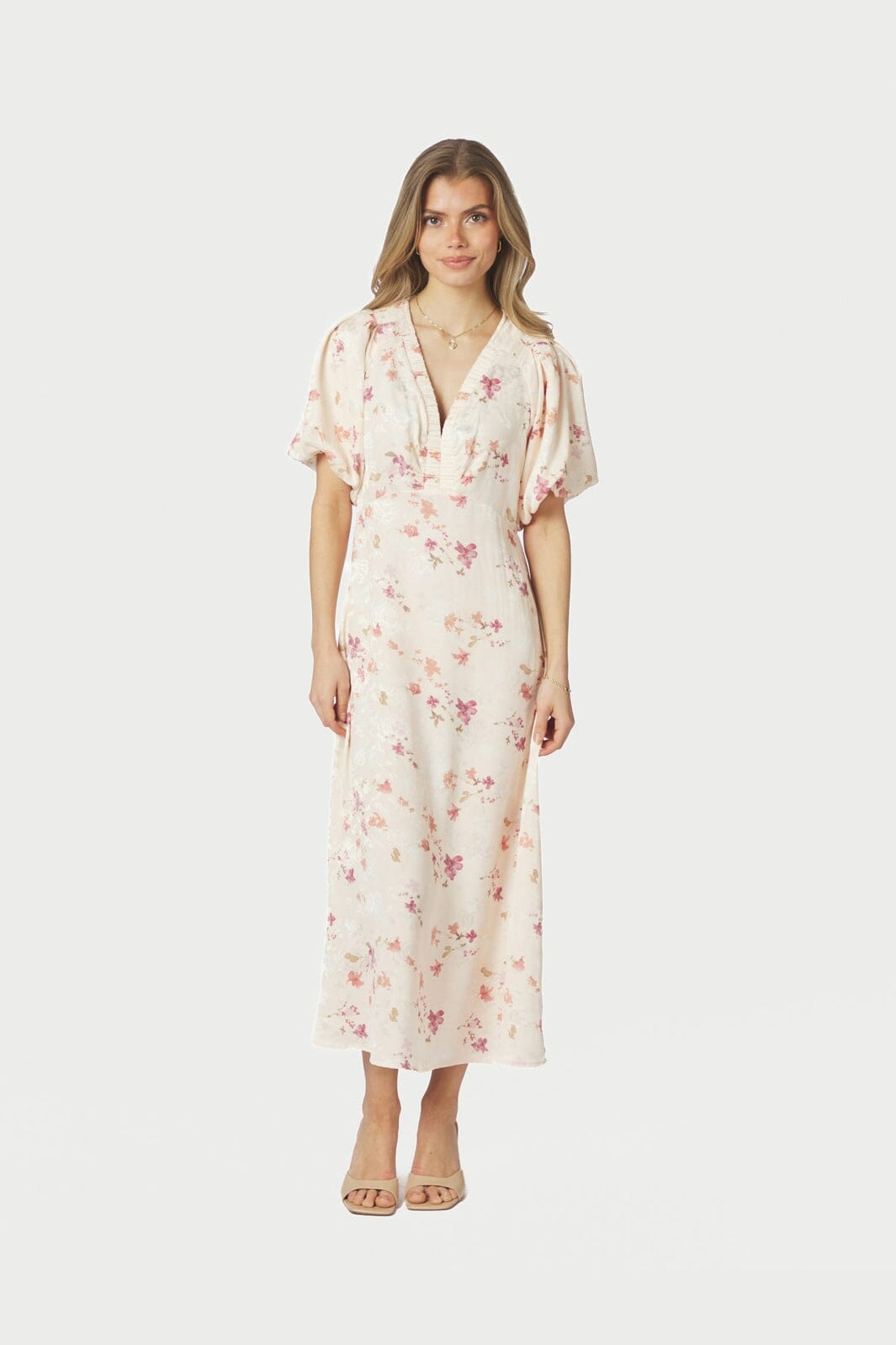 Neo Noir - Illana Sateen Print Dress 168215 - 122 - Creme