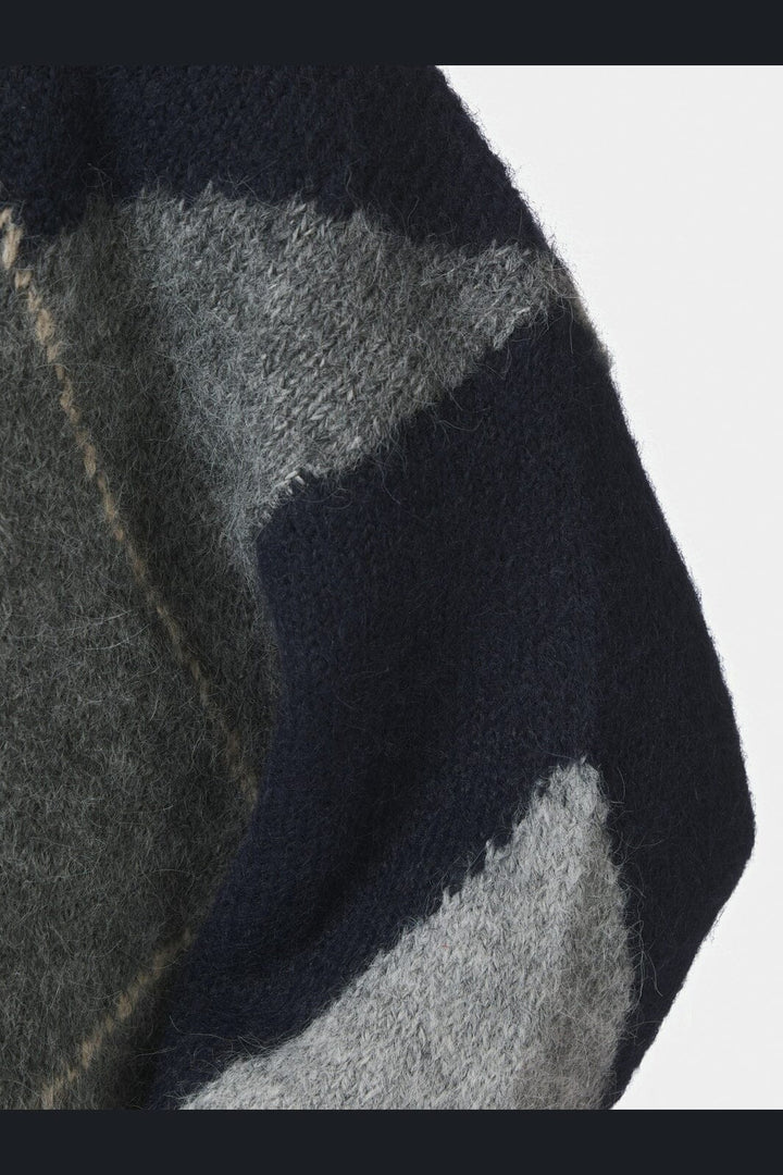 Neo Noir - Inga Check Fluff Knit Blouse 165205 - 141 - Navy